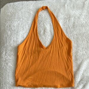 Orange Halter Neck Women's Top